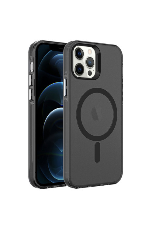 Apple İphone 12 Pro Kılıf Özel Tuşlu Magsafe Şarj Özellikli Buzlu Transparan C-Pro Sert Kapak