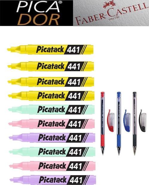 Picatack 441 Fosforlu Kalem Karma Ofis Set 1