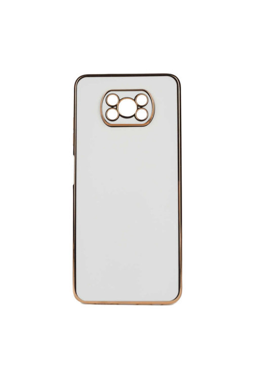 Xiaomi Poco X3 Kılıf Kamera Korumalı Gold Kenarlı Silikon Kapak