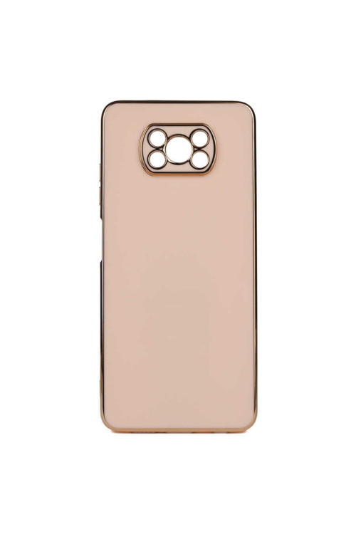 Xiaomi Poco X3 Kılıf Kamera Korumalı Gold Kenarlı Silikon Kapak