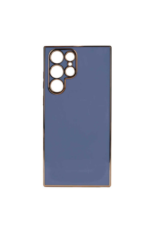 Samsung Galaxy S22 Ultra Kılıf Kamera Korumalı Gold Kenarlı Silikon Kapak