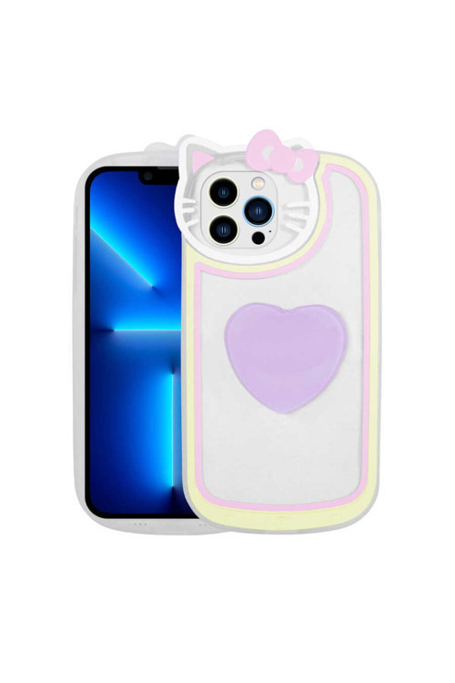 Apple Iphone 12 Pro Kılıf Kalpli Kedili Hello Kitty Çocuklar Için Kapak