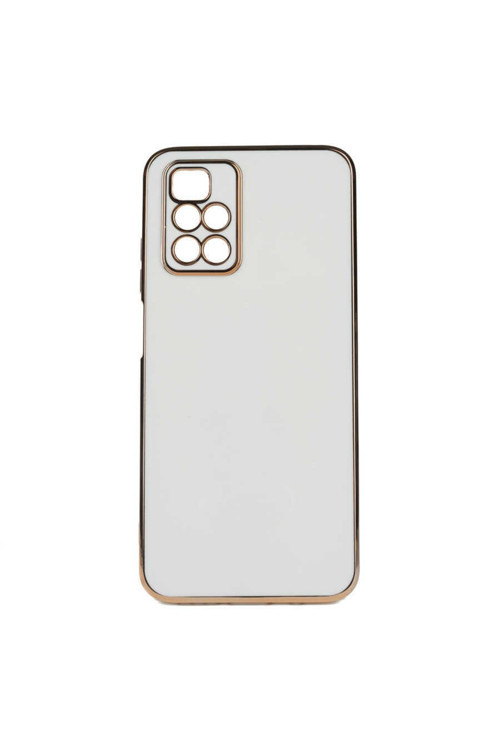 Xiaomi Redmi 10 Kılıf Kamera Korumalı Gold Kenarlı Silikon Kapak