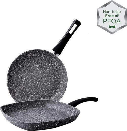 Gris Bio Granit Tava ve Grill Seti