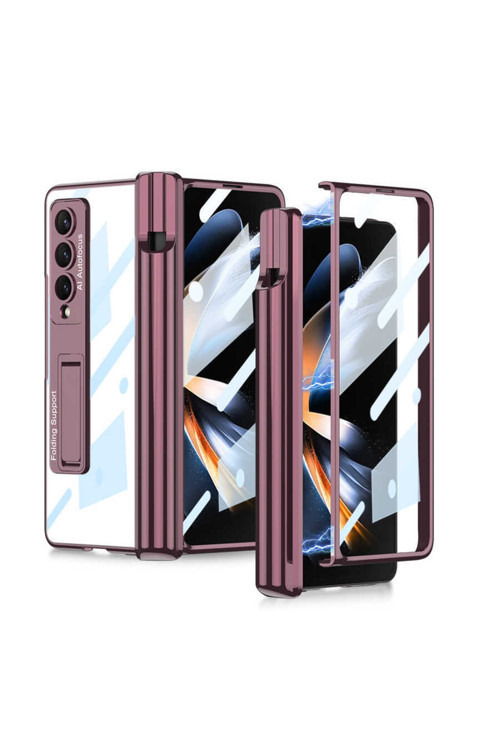 Samsung Galaxy Z Fold 4 Kılıf Kıpta Standlı Kalem Bölmeli Kapak