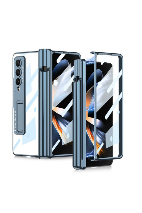 Samsung Galaxy Z Fold 4 Kılıf Kıpta Standlı Kalem Bölmeli Kapak