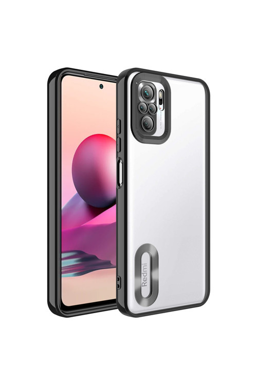 Xiaomi Redmi Note 10 Kılıf Kamera Korumalı Logo Gösteren Zore Omega Kapak