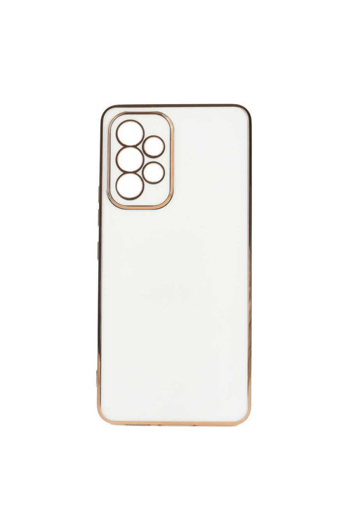 Samsung Galaxy A53 5G Kılıf Kamera Korumalı Gold Kenarlı Silikon Kapak