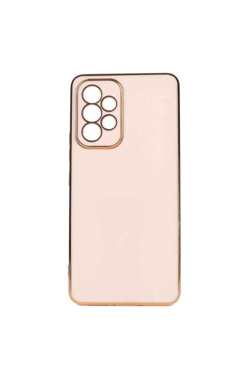 Samsung Galaxy A53 5G Kılıf Kamera Korumalı Gold Kenarlı Silikon Kapak