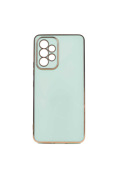 Samsung Galaxy A53 5G Kılıf Kamera Korumalı Gold Kenarlı Silikon Kapak
