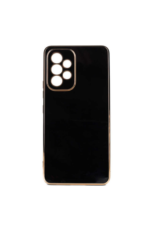 Samsung Galaxy A53 5G Kılıf Kamera Korumalı Gold Kenarlı Silikon Kapak