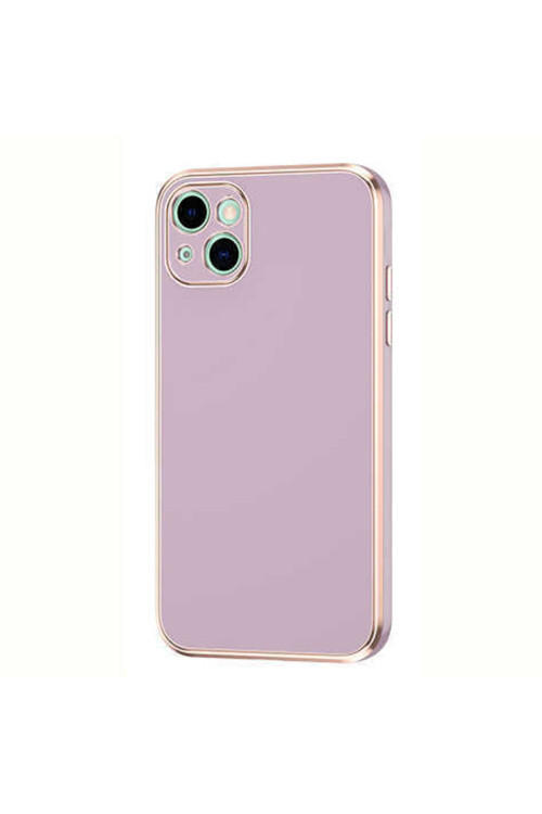 Apple Iphone 13 Kılıf Kamera Korumalı Gold Kenarlı Silikon Kapak