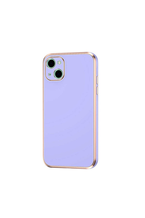 Apple Iphone 13 Kılıf Kamera Korumalı Gold Kenarlı Silikon Kapak