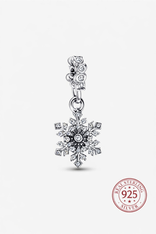 S925 Parlayan Kar Tanesi Zirkon Taşlı Charm