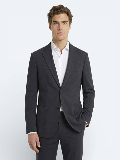Antrasit Düz Modern Fit Örme Takım Elbise