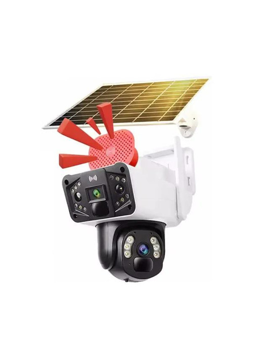 O-Kam 3915 4G 6Mp Dual Lens Güneş Panelli Ptz Solar Sirenli Güvenlik Kamerası