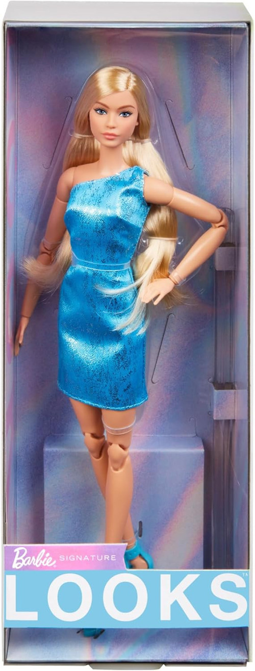 Looks Doll, Koleksiyonluk No. 23 Kül Sarı Saçlı Ve Modern Y2K Modası, Askılı Topuklu Metalik