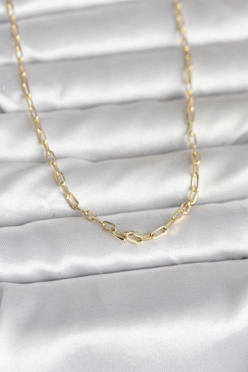 CM 14K Gold Renk Ataç Zincir Model 60 cm Kadın Kolye