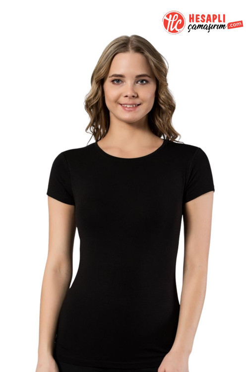 Kadın Bambu Nefes Alabilen Terletmez Kumaş Kısa Kol Body T-Shirt 1 Adet