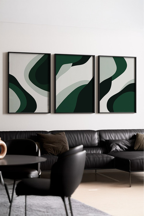 Ahşap Siyah Çerçeveli Minimalist 3’lü Tablo huhu204