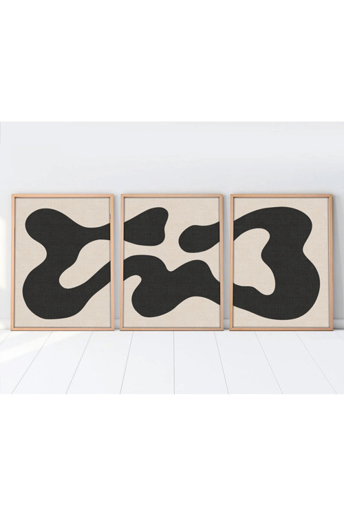 Ahşap Çerçeveli Minimalist 3’lü Tablo huhu199