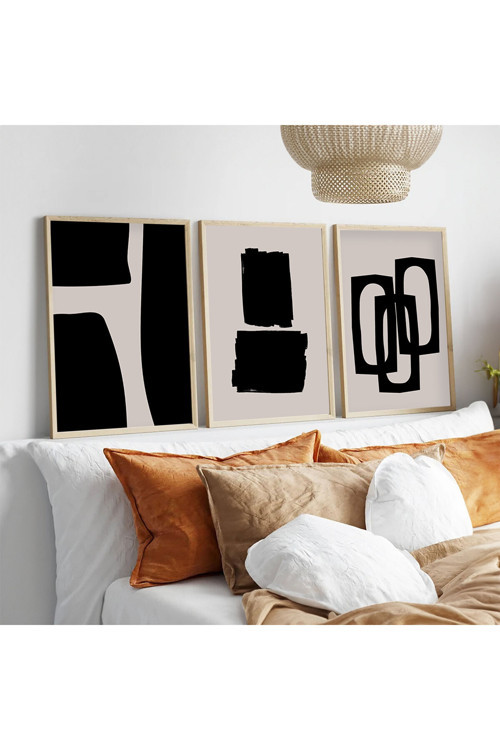 Ahşap Çerçeveli 3’lü Modern Tablo huhu236