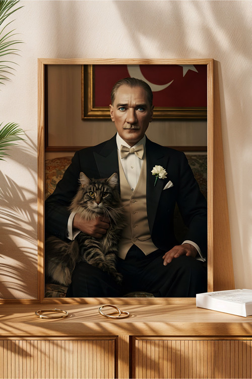Mustafa Kemal Atatürk Baskılı Ahşap Çerçeveli Tablo Huhu505