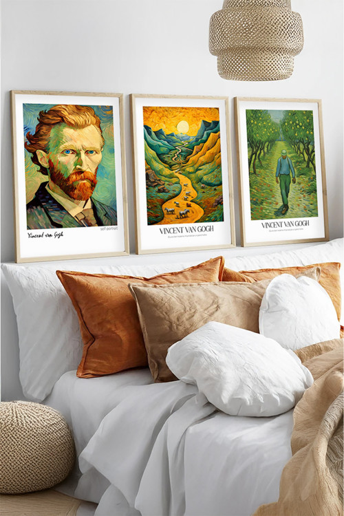 Ahşap Çerçeveli Vincent Van Gogh Tablo Seti Huhu530