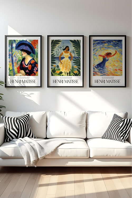 Ahşap Siyah Çerçeveli Henri Matisse Tablo Seti Huhu539