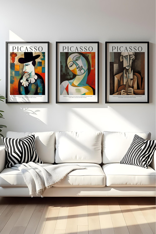 Ahşap Siyah Çerçeveli Pablo Picasso Tablo Seti Huhu542