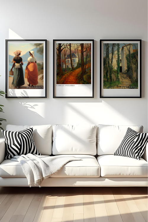 Ahşap Siyah Çerçeveli Camille Pissarro Tablo Seti Huhu555