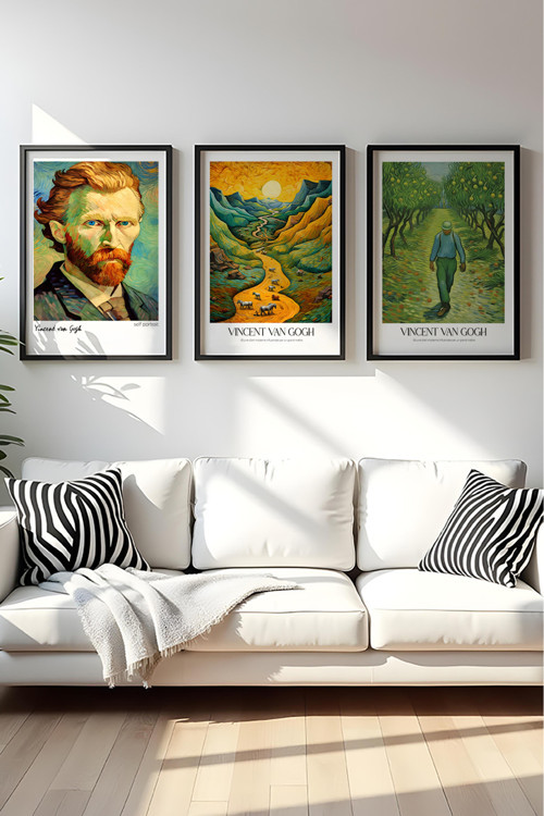 Ahşap Siyah Çerçeveli Vincent Van Gogh Tablo Seti Huhu530