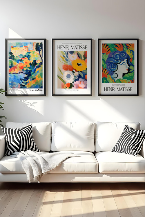 Ahşap Siyah Çerçeveli Henri Matisse Tablo Seti Huhu536