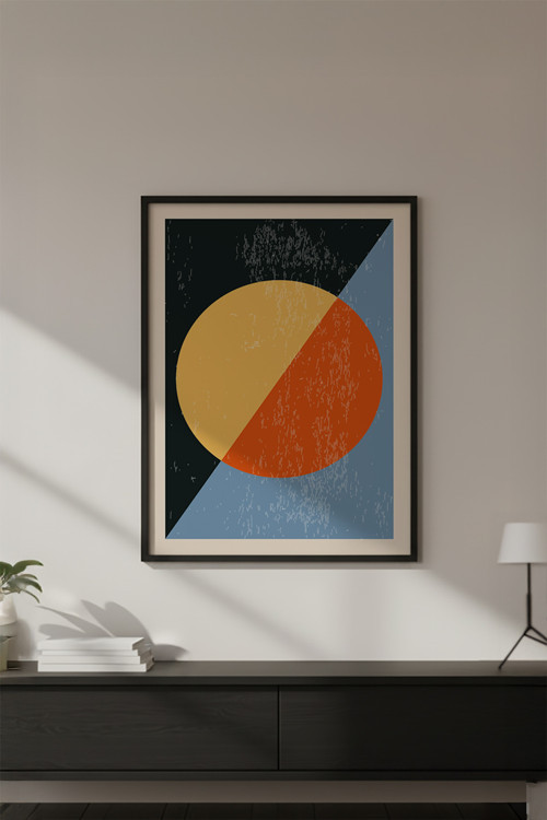 Ahşap Siyah Çerçeveli Soyut Geometrik Desenli Tablo Huhu591