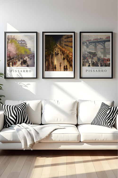 Ahşap Siyah Çerçeveli Camille Pissarro Tablo Seti Huhu553