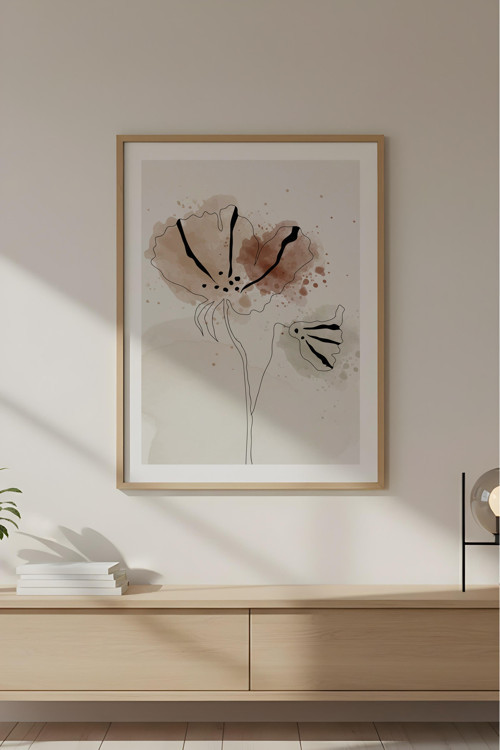 Ahşap Çerçeveli Soyut Minimalist Tablo Huhu614