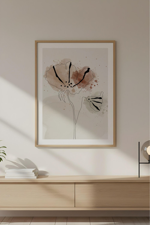 Ahşap Çerçeveli Soyut Minimalist Tablo Huhu614