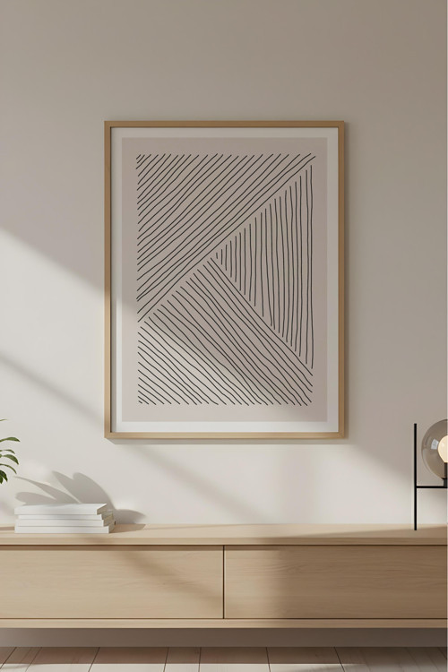 Ahşap Çerçeveli Minimalist Tablo Huhu574