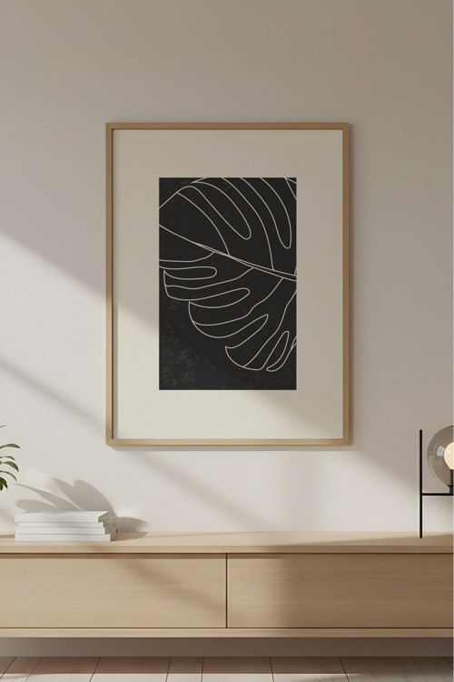 Ahşap Çerçeveli Soyut Minimalist Tablo Huhu610