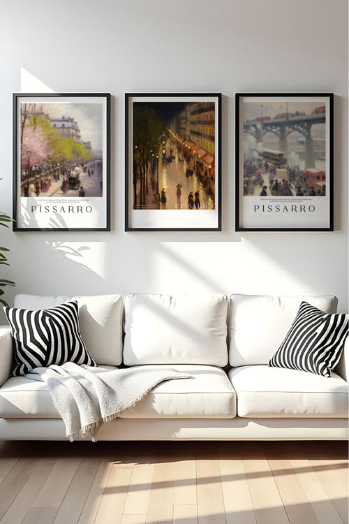 Ahşap Siyah Çerçeveli Camille Pissarro Tablo Seti Huhu553