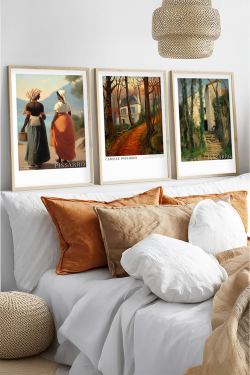 Ahşap Çerçeveli Camille Pissarro Tablo Seti Huhu555