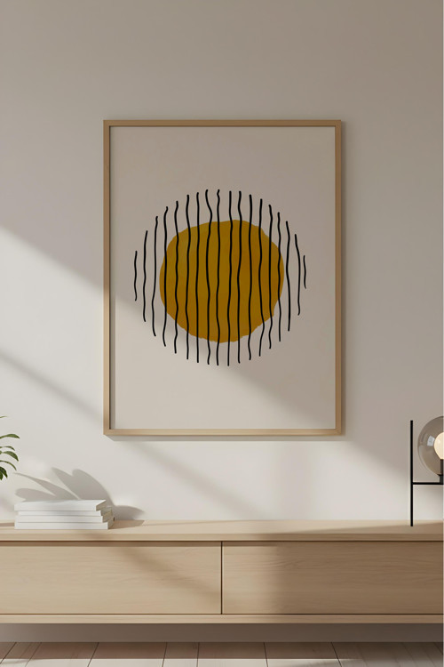 Ahşap Çerçeveli Geometrik Desenli Tablo Huhu629