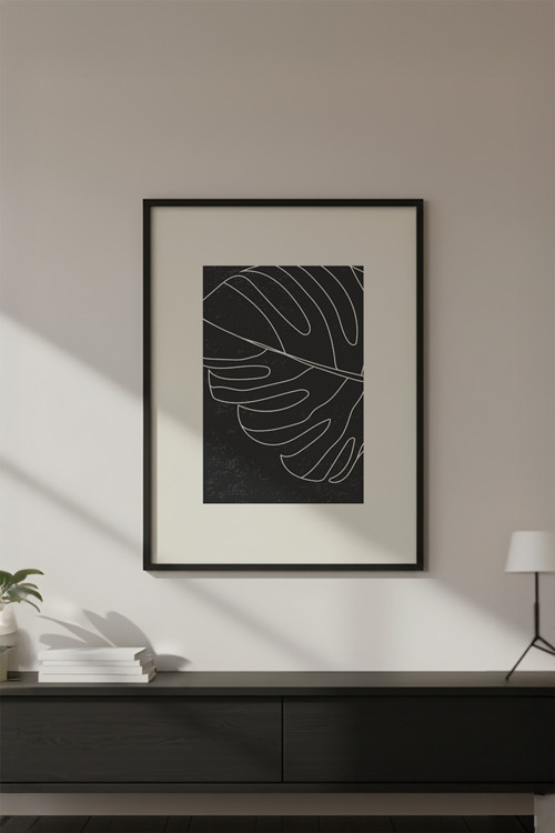 Ahşap Siyah Çerçeveli Soyut Minimalist Tablo Huhu610