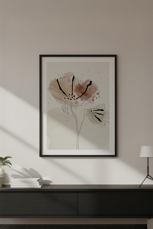 Ahşap Siyah Çerçeveli Soyut Minimalist Tablo Huhu614