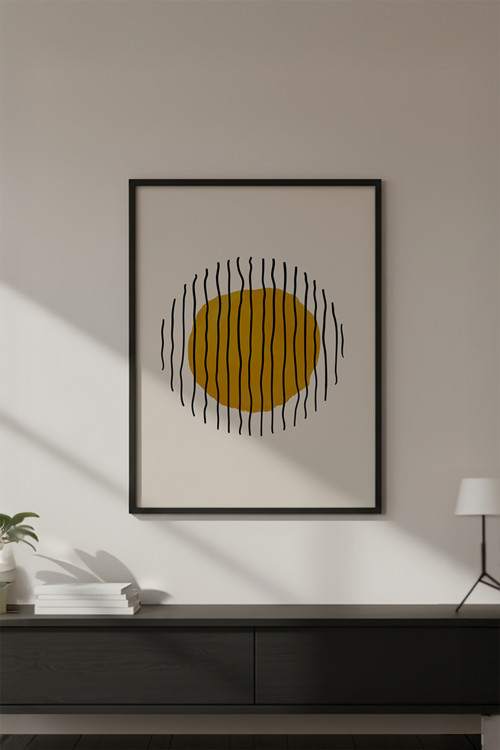 Ahşap Siyah Çerçeveli Geometrik Desenli Tablo Huhu629
