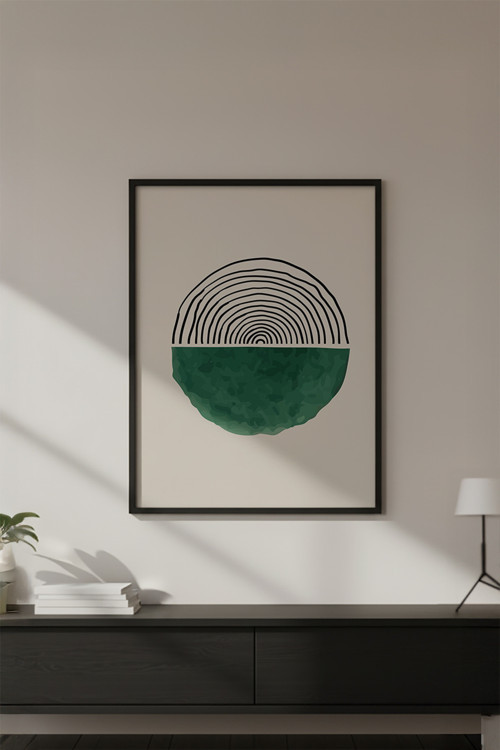 Ahşap Siyah Çerçeveli Geometrik Desenli Tablo Huhu630