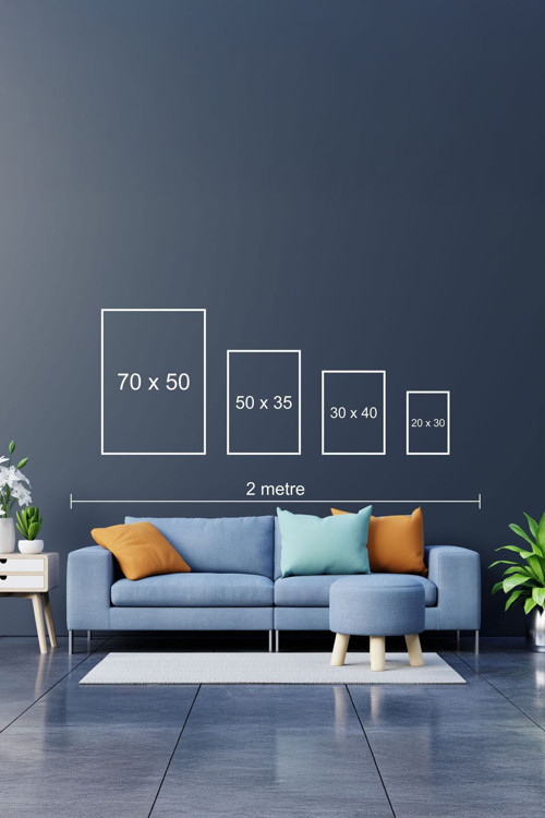 Ahşap Siyah Çerçeveli Soyut Minimalist Tablo Huhu610