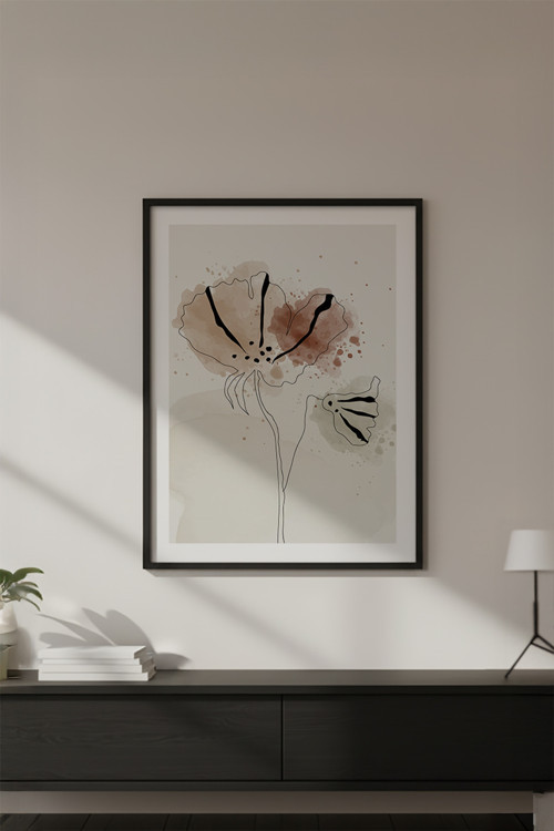 Ahşap Siyah Çerçeveli Soyut Minimalist Tablo Huhu614