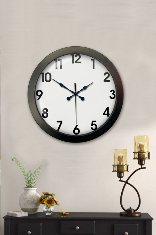 Büro Ev Ofis Duvar Saati için 36CM Siyah Metal Standart Mekanizma
