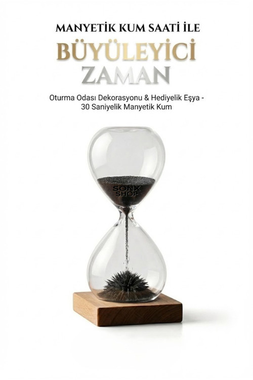 Büro Ev Ofis Hediyesi için 14CM Ahşap Standlı Manyetik Mıknatıslı Kum Saati